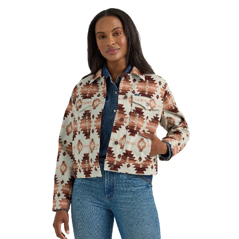 Wrangler Cream and Rust Aztec Crop Jacket