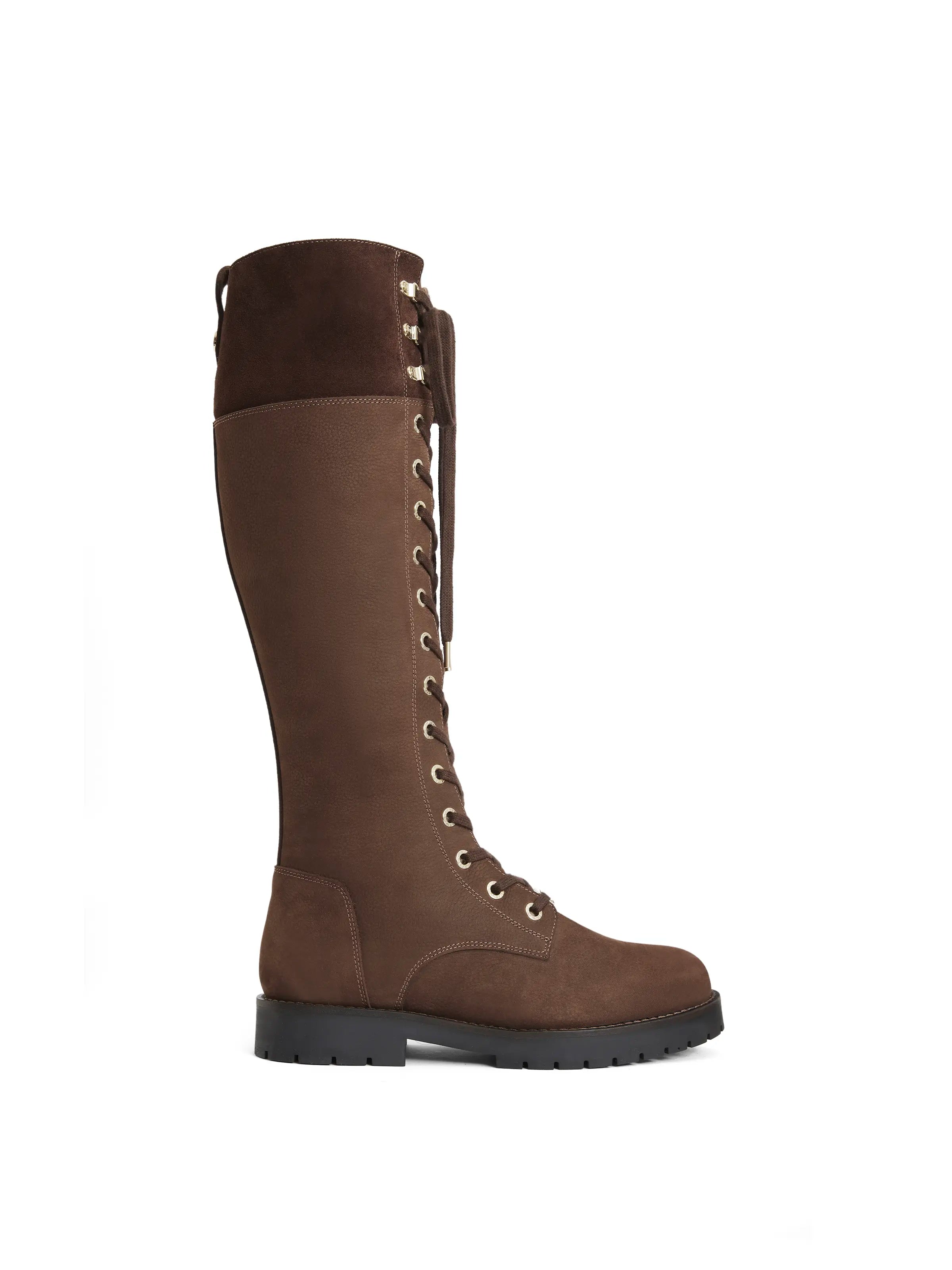 Knee High Shearling Lined Anglesey - Chocolate Nubuck