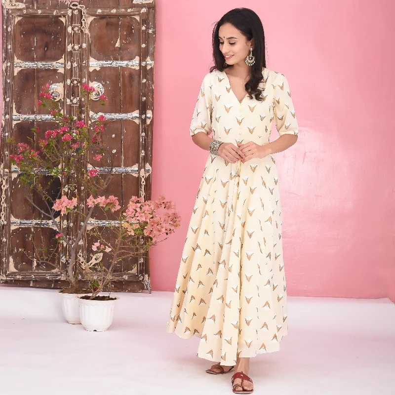 Bunaai Cream Cotton Dress