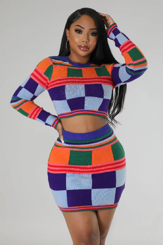 Knitted Down Skirt Set