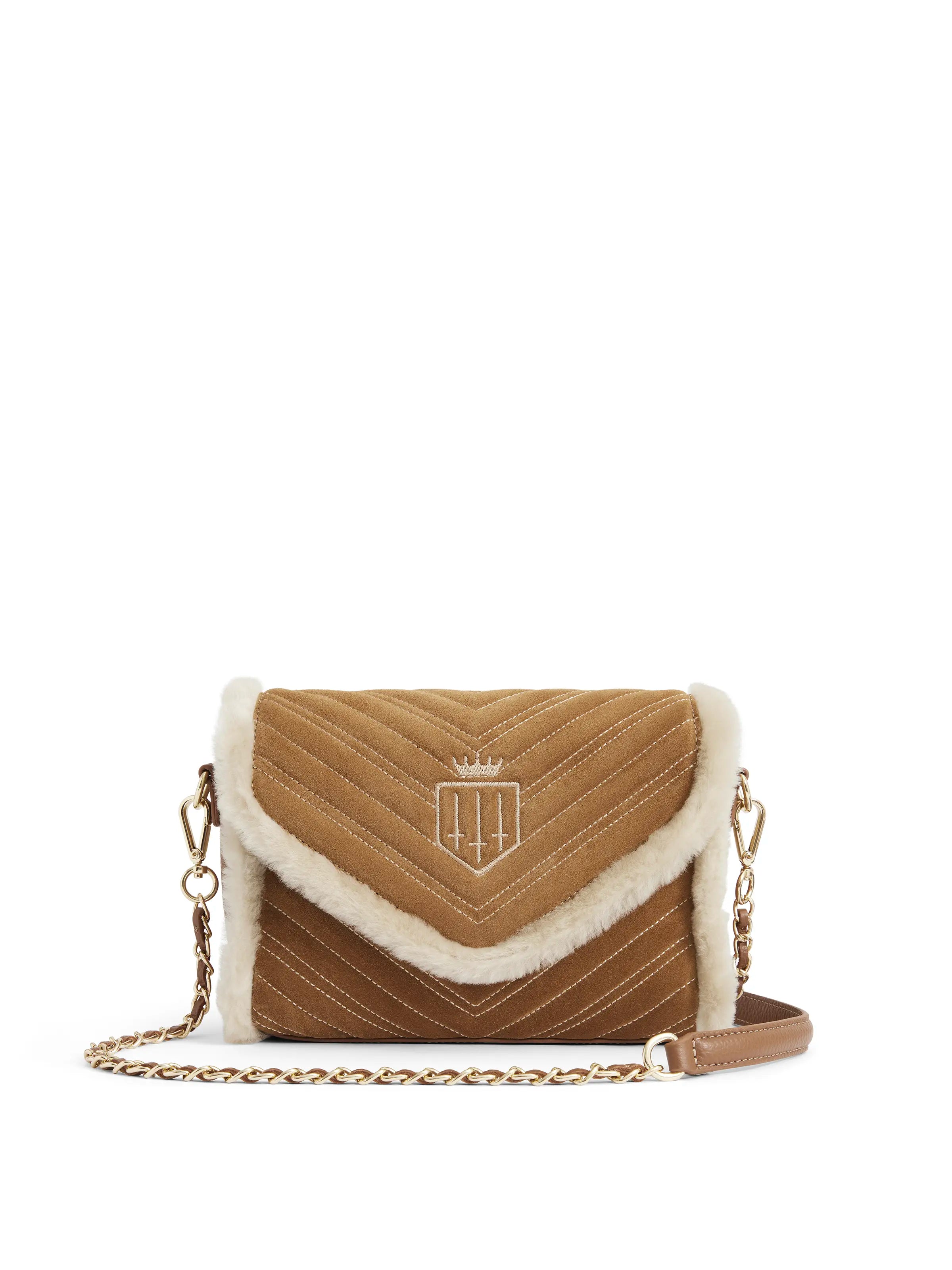 Edinburgh Cross Body Bag - Tan Suede & Shearling