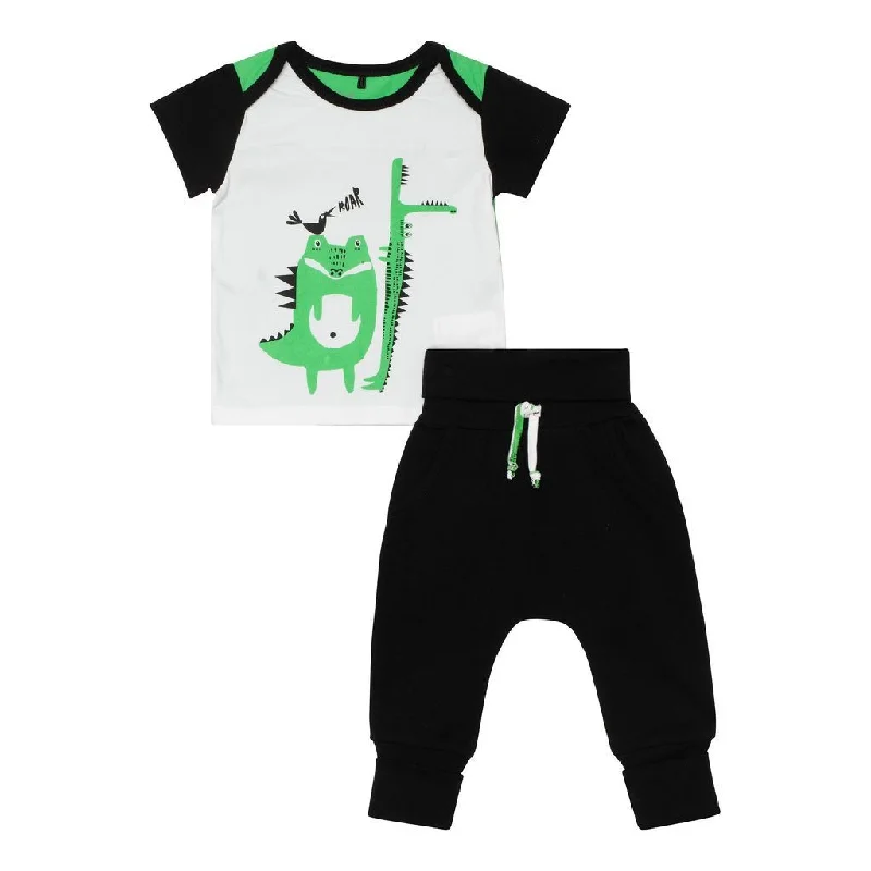 White Croc Friends T-shirt & Pant Set