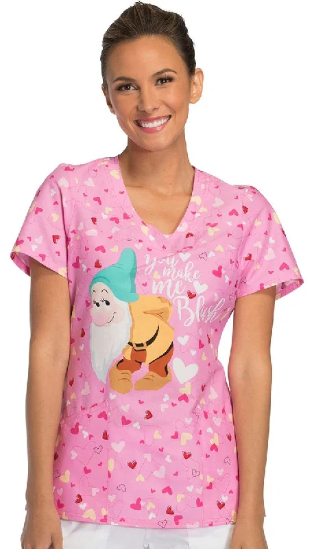 Tooniforms by Cherokee Women's V-Neck Snow White Print Scrub Top XXX-Large Print