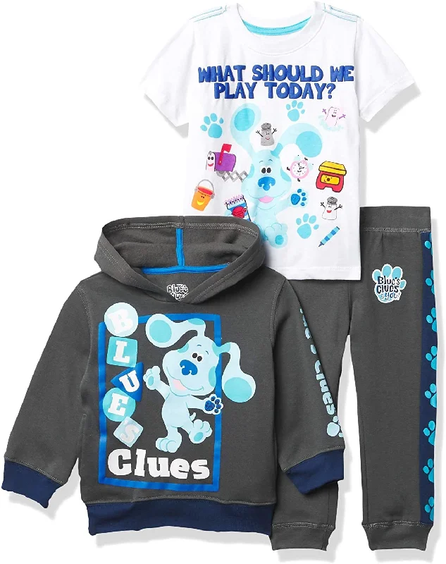 Nickelodeon Blue's Clues & You Hoodie, T-Shirt, & Jogger Sweatpant, 3-Piece Athleisure Outfit Bundle Set-Toddler Boy-Nick Jr