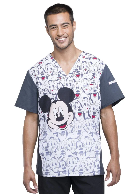 Tooniforms Men Scrubs Top V-Neck TF700, XS, Mickey and Friends