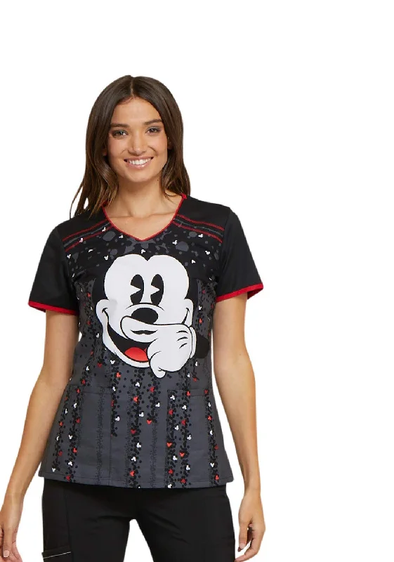 Cherokee Tooniforms Women's V-Neck Mickey Mouse Print Scrub Top XXX-Large Print