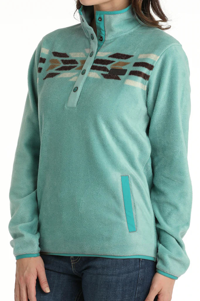 Cinch Women's Turquoise Aztec Fleece Pullover