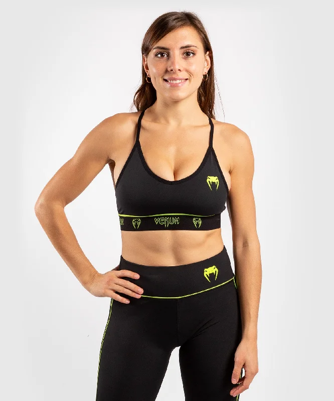 Venum Tecmo Sport Bra - For Women - Black/Neo Yellow