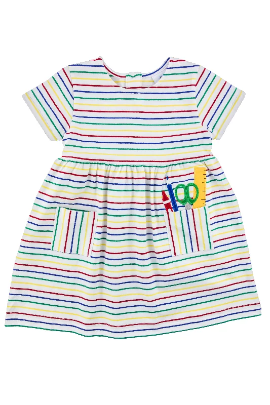 Stripe Knit Dress With School Supplies