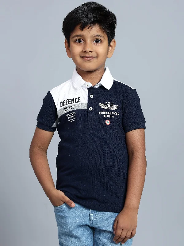 Boys Casual Navy Blue Half Sleeve  T-Shirt