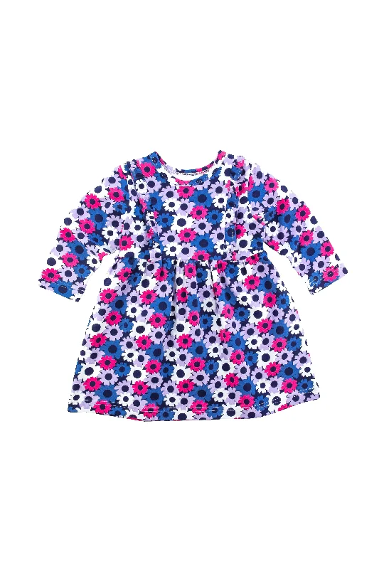 Autumn Wildflowers Print Knit Ruffle Dress