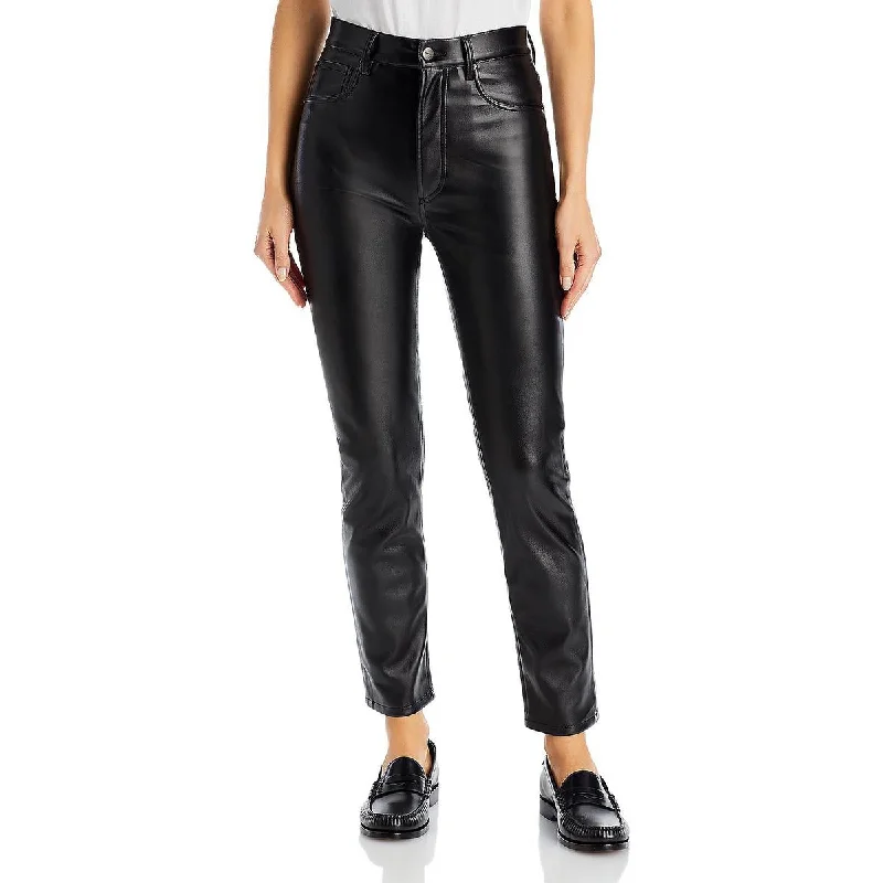 Anine Bing Womens Sonya Faux Leather Shimmer Skinny Pants