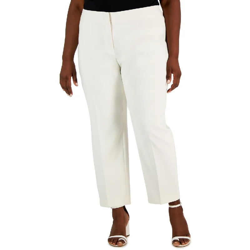 Anne Klein Womens Plus High Rise Business Ankle Pants