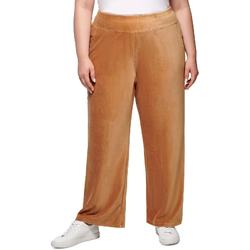 Calvin Klein Performance Womens Plus Corduroy High Rise Wide Leg Pants