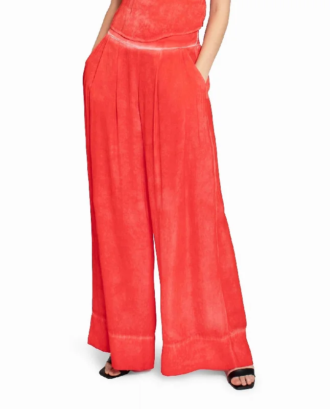 Garment Dyed Silk Wide Leg Pant In Poppy