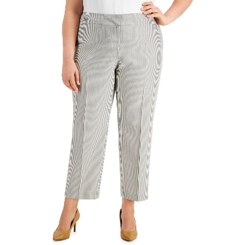 Kasper Womens Plus Striped Slim Fit Ankle Pants