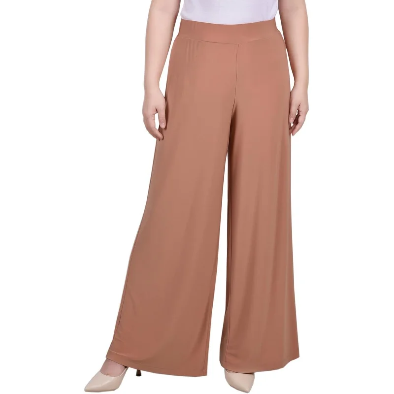 NY Collection Womens Petites High Rise Wide Leg Palazzo Pants