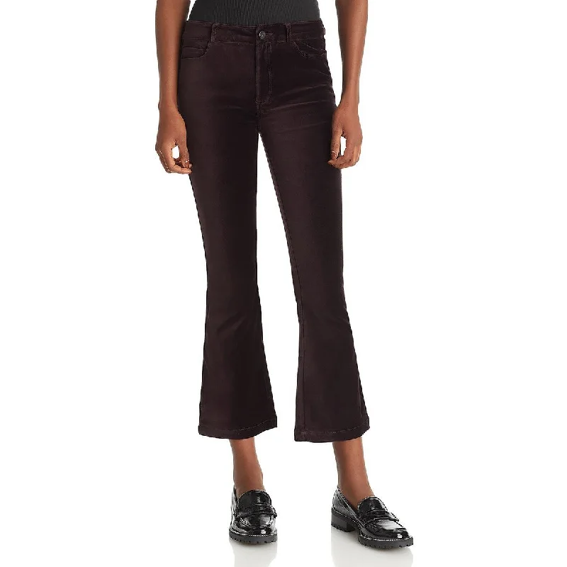 Paige Womens Claudine Velvet Stretch Flared Pants