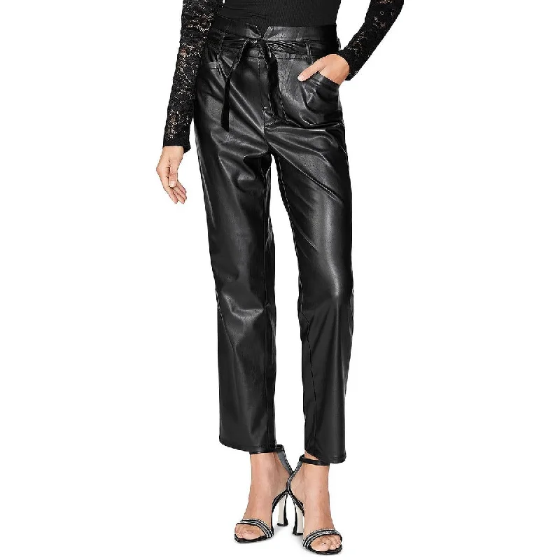 Paige Womens Kina Faux Leather High Rise Straight Leg Pants