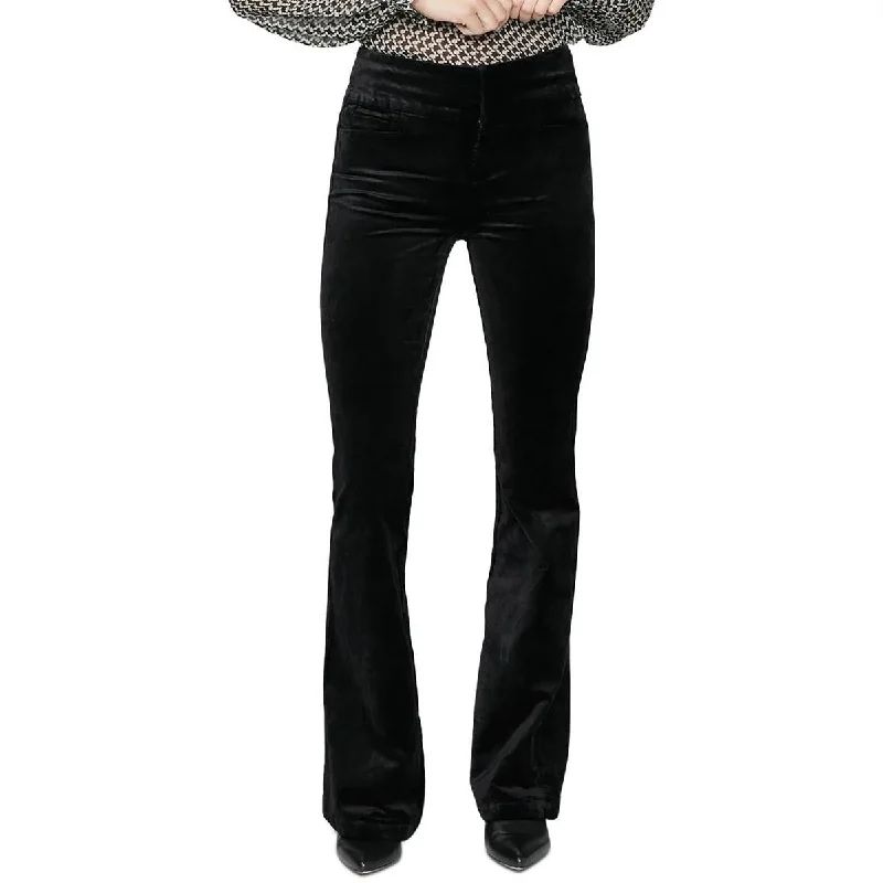 Paige Womens Lou Lou Velvet Flare High-Waist Pants