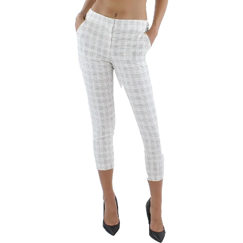 Tommy Hilfiger Womens Plaid Flat Front Ankle Pants