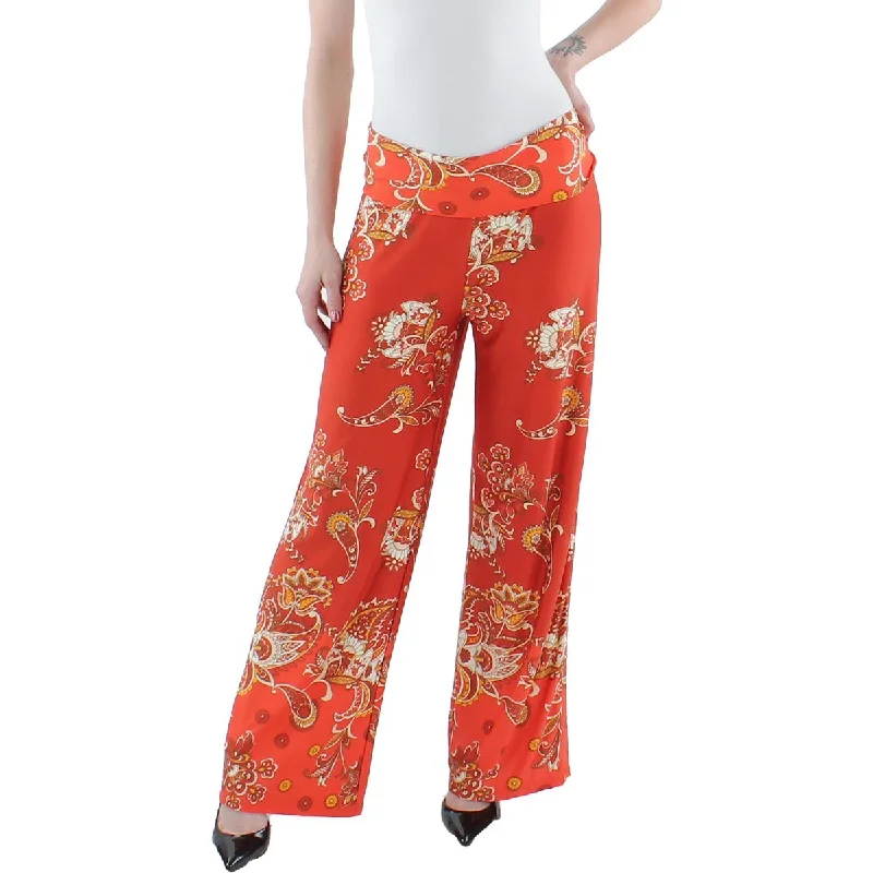 White Mark Womens Jersey Printed Palazzo Pants